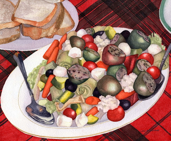 Christmas at Nonna's, antipasto plate, by Lori Rapuano