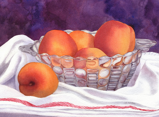 Farmer's Market Treasure, apricots in a glass bowl, by Lori Rapuano
